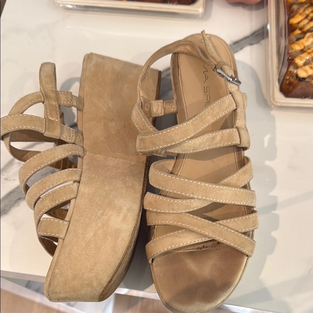 Via Spiga Tan Strappy wedges for Casual Wear